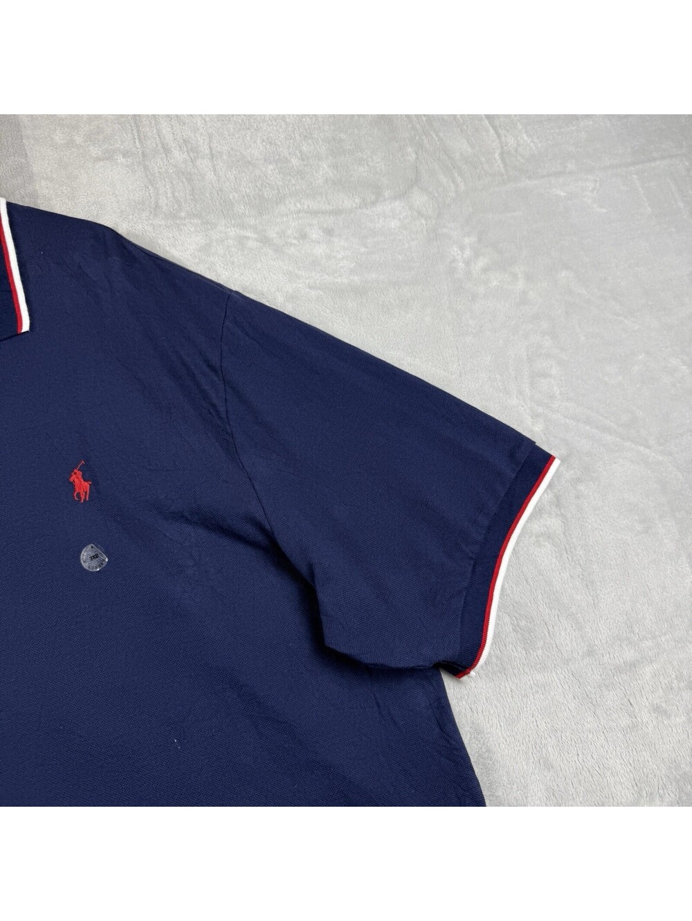 Polo Ralph Lauren Men’s 3XB Navy Blue Polo Shirt Red Pony Tipped Collar Big Tall - Picture 9 of 9